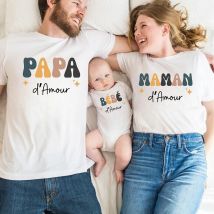 Papa Mama und ich Familie passendes Outfit Retro Familienlook Shirts Papa Mama und ich T-Shirt Vater Sohn Mutter Tochter Kleidung T-Shirt
