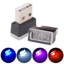 4x Car Mini USB LED Atmosphere Lights lampada decorativa blu e rosso viola bianco luce interna PC