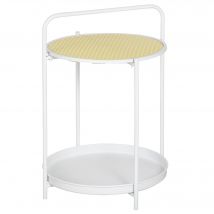 Homcom Beistell tisch mit Rack Rattan Kunststoff abnehmbare Schale 43,5x42,5x60cm