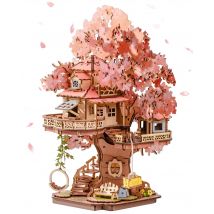 Robotime Rolife Sakura Tree House Kit modello puzzle in legno 3D con scale altalena Perfetto arredamento natalizio per la casa Regalo fai da te per adulti