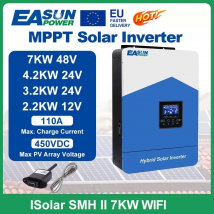 Easun Power 7000W 4200W 3200W 2200W 12V 24V 48V MPPT Hybrydowy Inwerter Solarny Off Grid z Czystą Falą Sinusoidalną 80A 110A 230V 50/60Hz z Funkcją Ładowarki