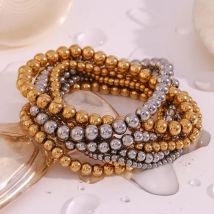 E.B.belle Wasserdicht gestapelt 3mm 4mm 5mm 6mm Perlen elastische Armbänder Edelstahl Damenschmuck tägliche Accessoires Geschenk