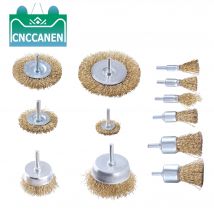 Set di spazzole a tazza in acciaio con ruota in filo di acciaio rivestito in rame 6 pezzi/9 pezzi/12 pezzi Kit di spazzole elettriche a filo per utensile rotante Dremel per trapano