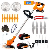 Spazzola elettrica a batteria OUTIGO, 2 batterie 21V e caricabatterie, 3 tipi di pale, adatta per tosaerba