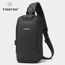 Tigernu Borse da petto alla moda Borsa a tracolla da uomo di alta qualità Borsa da petto antispruzzo Borsa a tracolla casual con ricarica USB antifurto da uomo