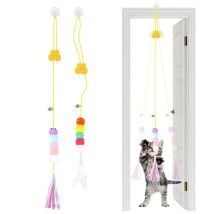 Cat Swing Toy-elastische klebrige Scheibe hängende Tür Teaser mit langem Seil für aktive Kätzchen
