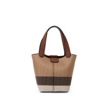 Genuine leather cowhide canvas checkered handbag 2025 new retro cross-body shoulder bag lady detachable shoulder strap small bag