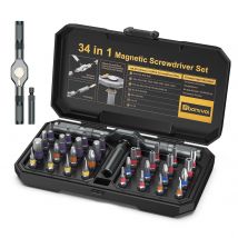 ORIA Ratschenschraubendreher-Set, 34-in-1, magnetischer Schraubendreher, DIY-Reparaturwerkzeug mit abnehmbarem Ratschengriff für Möbel, Computer