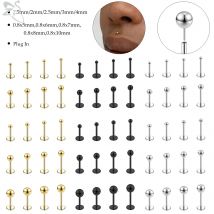 ZS 1PC 18G/20G Silber Farbe Lip Stud Edelstahl Lippen Piercings für Frauen Gold Farbe Ohrringe 5mm/6mm/7mm/8mm Körper Schmuck