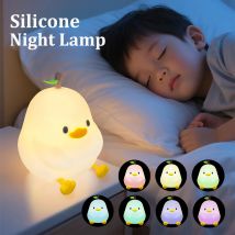Niedliches Birnen-Nachtlicht, 7 Farben, dimmbar, berührungsgesteuertes Nachtlicht, Silikon, stressreduzierende Pat-Entenlampe, USB wiederaufladbar