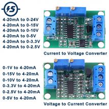 Spannungs-Stromwandlermodul, nicht isolierte LED-Anzeige, DC 7–30 V, für industrielle Steuerung, 4–20 mA, 3,3 V, 5 V, 9 V, 12 V, 24 V