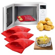 Mikrowellen-Kartoffelbeutel, wiederverwendbar, Express-Mikrowellen-Kartoffelkocher, Beutel für gebackenes Kartoffelkocher, perfekte Kartoffeln, 4 Minuten, rot gebackener Beutel