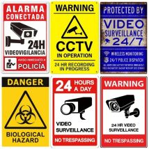 24-hour video surveillance Metal Sign Plaque Security Warning Decorative Plates For Outdoors Man Cave Hotel Home Wall Decor