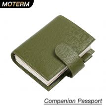 Moterm Companion Travel Journal Passport Size Notebook Genuine Pebbled Grain Cowhide Organizer with Double Snap Closure