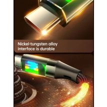 OOZCC 120W Type C Fast Charging Cable 6A USBA to Type C Nylon Data Cord for Xiaomi Samsung With Led Display USB C Cable