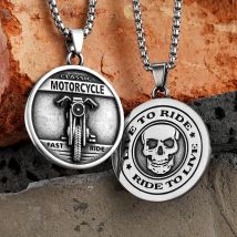 Live To Rider Schädel Motorrad Männer Halsketten Edelstahl Anhänger Kette Punk Biker Frauen Schmuck Zubehör Geschenke Großhandel