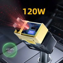 ZRGAE Ładowarka Samochodowa 4w1 z Wysuwanym Adapterem i Kablem Szybkiego Ładowania Typu C z Efektem Gwiazdy dla iPhone 17 Samsung Xiaomi Huawei