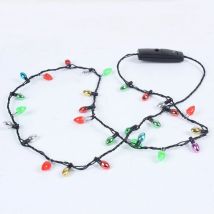 Collana a luci a led di Natale con 8 luci lampadine natalizie flash corda luci luminose a corda leggera Collana decorazione del festival