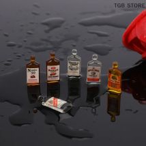 6Pcs/Set Mini Resin Whiskey Wine Bottle 1:12 Miniature Accessories