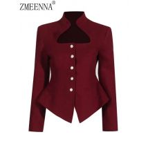 Zmeenna drei dimensionale aushöhlen unregelmäßige einfarbige einreihige frauen blazer 2024 herbst winter neu zm345