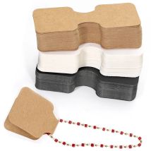 50 Stück 9 x 3,5 cm faltbare Kraftpapier-Verpackungskarten für DIY-Schmuck-Display-Halter, handgefertigte Halskette, Armband, Einzelhandelspreisschilder