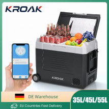 KROAK Frigorifero portatile 35L 45L 55L Doppia zona con ruote e bluetooth 12V/24V 240V Dispositivo di raffreddamento del compressore per auto per viaggi in campeggio