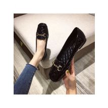 Classic Casual Flat Shoes Women's Shoes 2025 New Spring Square Head Soft Sole Black Leather Shoes Working Flat Sole Single Shoes