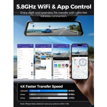 AZDOME PG17 MAX Front and Rear Dash Cam 12 Inch Touch Screen Car DVR 4K+2.5K Rearview Mirror Camera GPS WIFI Voice Control ADAS