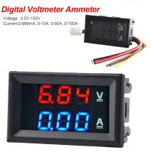 Voltmetro digitale da 0,28" Amperometro DC 100V 10A Amp Misuratore di tensione e corrente Tester da 0,28 pollici 3 bit Blu + Rosso Pannello display a doppio LED
