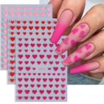 3 stücke Glitter Liebe Herz 3D Nagel Aufkleber Luxus Rot Rosa Liebe Nagel Aufkleber DIY Klebstoff Slider Valentine Romantische maniküre Dekor