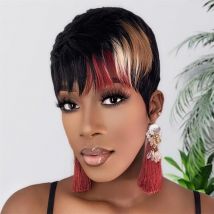 Pixie Cut Wig Human Hair Short Wigs for Black Women Short Layered Wigs Pixie Hair Styles Full Machine Made Wigs With Bangs