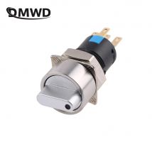 Wahlschalter, 16 mm, 2/3 Positionen, Metalldruckknopf SPDT, 12 V, mit LED-beleuchtetem Schalter, 1 Schließer, 1 Öffner, DPDT