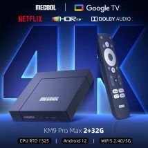 MECOOL 2025 Android 12 TV Box KM9 Pro Max con Google Netflix Dolby Audio certificato 2GB 32GB HDR 4K WiFi 5G BT 5.0 100M IP TV