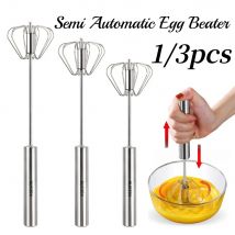 1/3 stücke Edelstahl Schneebesen Langlebige Halbautomatische Schneebesen für Müheloses Ei Creme Mixer Rühren Schlagen Küche Baki