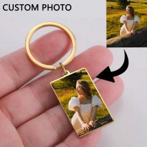 Portachiavi con foto personalizzato personalizzato per amico di famiglia Studente Portachiavi in acciaio inossidabile Portachiavi con foto stampata Miglior regalo di Natale