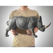 52 cm große, coole, verheißungsvolle afrikanische Nashorn-Harzskulptur, Wohnzimmer, Unternehmen, Zuhause, Bar, glückliche Realismus-Dekorationsstatue