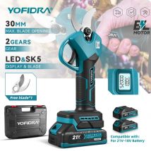 YOFIDRA Bezszczotkowe Elektryczne Nożyce 30MM 2 Biegi Akumulatorowe Nożyce do Gałęzi Drzew Owocowych Narzędzia Elektryczne Kompatybilne z Akumulatorem Makita 21V