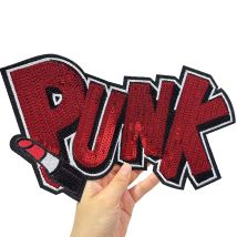1 STÜCK PUNK Pailletten-Buchstaben-Aufnäher – Glam-Aufbügel-Applikation für selbstgemachte Kleidung/Taschen, trendige Streetwear-Verzierung