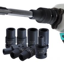 9 pz Set di prese per rubinetto M6-M24 Supporto per rubinetto per macchina in acciaio legato 1/2 ''Interfaccia quadrata Adattatore per rubinetti con filettatura a cambio rapido per utensile elettrico