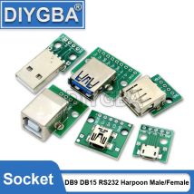 5PCS Micro Mini USB A Stecker USB 2,0 3,0 A Buchse USB B Stecker Schnittstelle Zu 2,54mm DIP PCB konverter Adapter Breakout Board