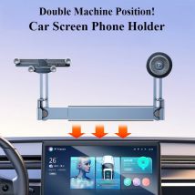 Hipacool Dual-Position-Autobildschirm-Telefonhalterung, Halterung aus Aluminiumlegierung, verstellbar, für alle Tesla Model 3, Highland Y-Autozubehör
