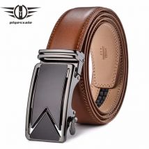 Plyesxale Männer Gürtel 2025, Rindsleder Echtes Leder Gürtel Für Männer Luxus Automatische Schnalle Gürtel Braun Schwarz Cinturones Hombre B55