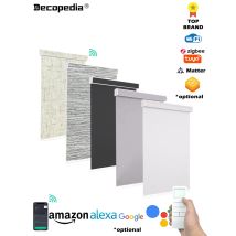 Decopedia Roller Blinds for Windows Motorized Cordless Smart Window Blinds Blackout Roller Day and Night Curtain for Living Room