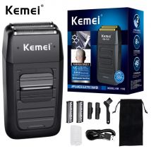 Kemei KM-1102 Rasoio a batteria ricaricabile per uomo Doppia lama Rasoio da barba alternativo Cura del viso Trimmer multifunzione forte