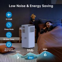 Portable Air Conditioner 9000 Btu/H 3-In-1 Portable Air Conditioner Fan Dehumidification Ventilation With Remote Control Dual Di