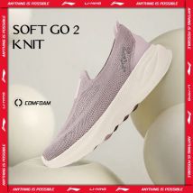 Li-ning mujeres SOFT GO 2 KNIT Slip-on zapatos casuales para caminar cojín transpirable forro Flexible zapatillas deportivas cómodas AGLV018