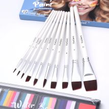 10-teiliges Gesichtsbemalungspinsel-Set – Nylonborsten für Aquarell, Farbverlauf und Enkelarbeit, hochwertige Nylonborsten für Acryl, Öl