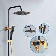Tianview Home Space Aluminium Schwarz Gold Duschset Square Top Spray Set Badezimmer kann Hand-Booster-Duschkopf anheben