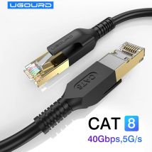 UGOURD Cavo Ethernet Cat 8 Rete Internet Lan RJ45 CAT8 Cavo Rotondo Placcato Oro 40Gbps 2000MHz per Router Modem Laptop PS 5/4
