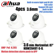 4 pz 3.6mm HDW2849T-S-IL Dahua 8MP Smart Dual Light Bulbo oculare a focale fissa WizSense Telecamera IP Luce calda incorporata IR LED Microfono